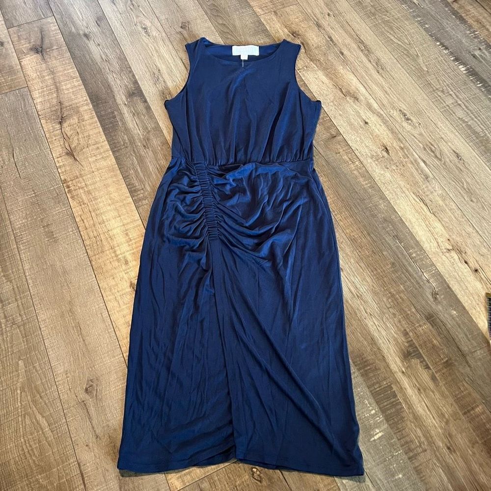 SuperFoxx navy ruched midi dress size S